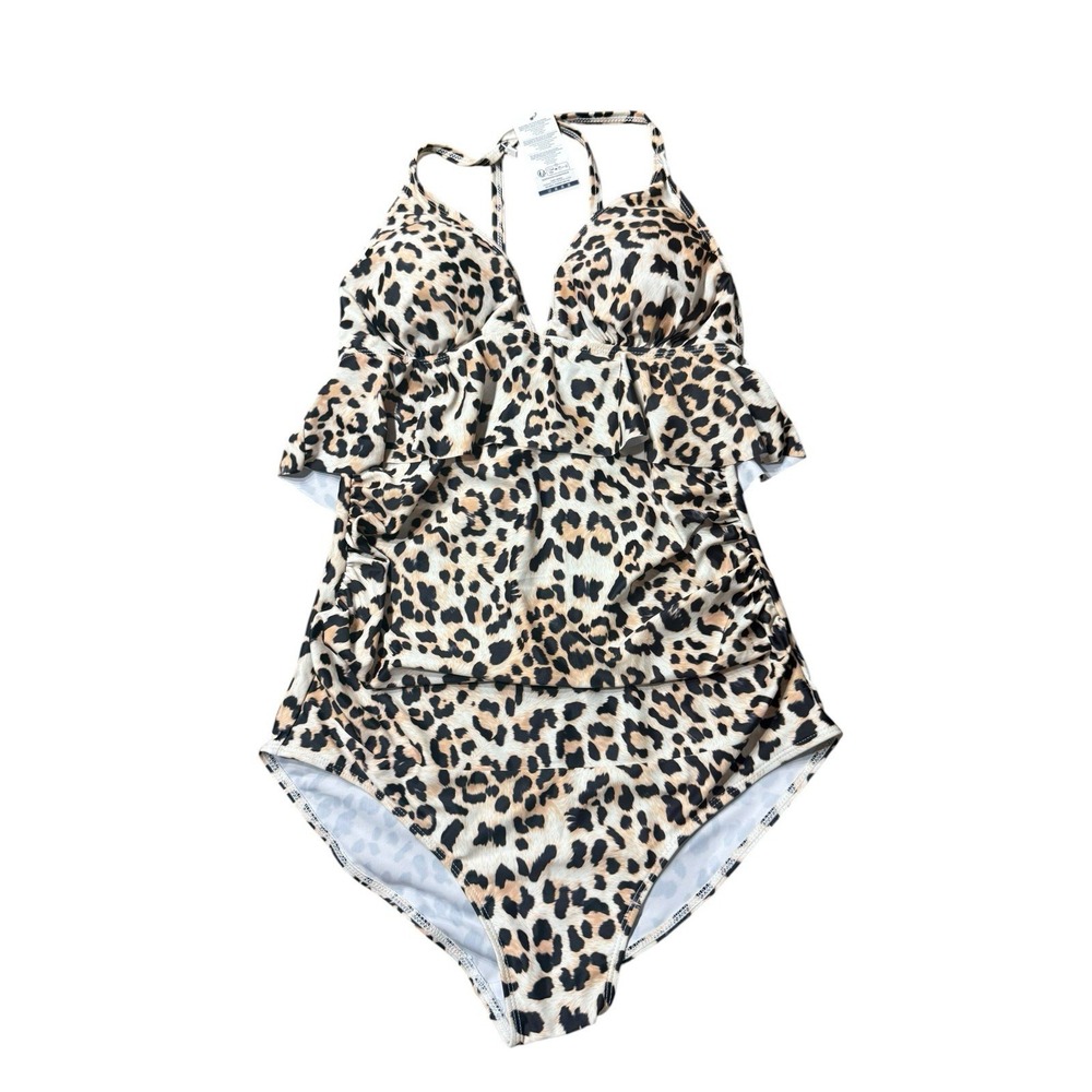 NWT Summer Mae one piece swim suit size Small leopard print adjustable strap